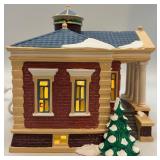 Department 56 Village Public Library Ceramic Lighted Building with Bookmobile and Figures