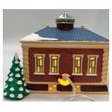 Department 56 Village Public Library Ceramic Lighted Building with Bookmobile and Figures