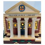 Department 56 Village Public Library Ceramic Lighted Building with Bookmobile and Figures