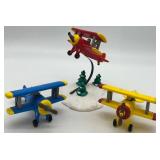 Department 56 Snow Village Airplane Figurines Set Spirit Yellow Blue Planes