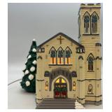 Department 56 Lighted Church with Snowy Ceramic Tree