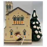 Department 56 Lighted Church with Snowy Ceramic Tree