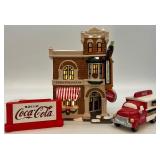 Department 56 Coca-Cola Corner Drugstore Snow Village Collection with Delivery Truck
