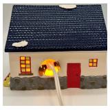 Dept 56 Snow Village Service Station and Village Phone Booth Handpainted Ceramic Set