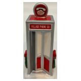 Dept 56 Snow Village Service Station and Village Phone Booth Handpainted Ceramic Set