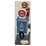 Dept 56 Snow Village Service Station and Village Phone Booth Handpainted Ceramic Set