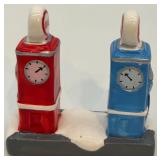 Dept 56 Snow Village Service Station and Village Phone Booth Handpainted Ceramic Set