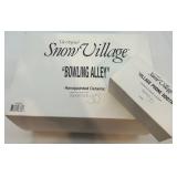 Department 56 Snow Village Bowling Alley and Phone Booth, Handpainted Ceramic Set