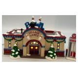 Department 56 Snow Village Bowling Alley and Phone Booth, Handpainted Ceramic Set