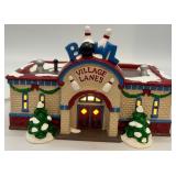 Department 56 Snow Village Bowling Alley and Phone Booth, Handpainted Ceramic Set