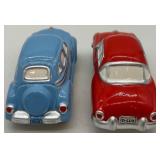 Department 56 Snow Village Used Car Lot Set of 5 Handpainted Ceramic Accessories