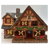 Department 56 Snow Village Hunting Lodge and Wagonwheel Pine Grove Ceramic Houses