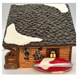 Department 56 Snow Village Hunting Lodge and Wagonwheel Pine Grove Ceramic Houses