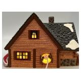 Department 56 Snow Village Hunting Lodge and Wagonwheel Pine Grove Ceramic Houses