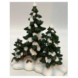 Department 56 Snow Village Hunting Lodge and Wagonwheel Pine Grove Ceramic Houses