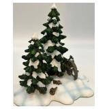 Department 56 Snow Village Hunting Lodge and Wagonwheel Pine Grove Ceramic Houses