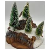 Department 56 Village Mountain Tunnel and Village Mountain Set with Frosted Trees