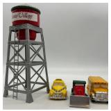 Department 56 Snow Village Watertower Accessory with 3 Handpainted Ceramic Vehicles