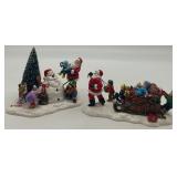 Department 56 Snow Village Santa Comes to Town 1996 and 1998 Ceramic Figurines