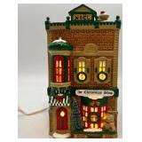 Department 56 Snow Village The Christmas Shop Handpainted Ceramic Lighted Building with Bench