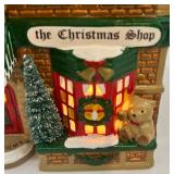 Department 56 Snow Village The Christmas Shop Handpainted Ceramic Lighted Building with Bench