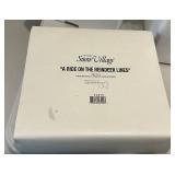 Department 56 Snow Village Reindeer Bus Depot Handpainted Ceramic Set