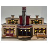Department 56 Snow Village Reindeer Bus Depot Handpainted Ceramic Set