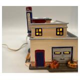 Department 56 Snow Village Reindeer Bus Depot Handpainted Ceramic Set