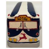 Department 56 Snow Village Reindeer Bus Depot Handpainted Ceramic Set