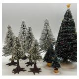 Department 56 Christmas Trees with Lights and Snow Accents