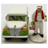 Department 56 Village Fencing, Gate, Milk Truck, and Figure Set