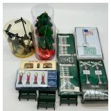 Department 56 Holiday Village Accessory Collection with Lighted Railroad Crossing, Fences, Trees, and Benches