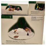 Department 56 Village Animated Hockey Player and Sledding Figurines Set