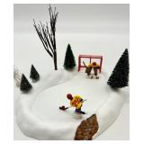 Department 56 Village Animated Hockey Player and Sledding Figurines Set