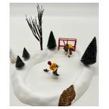 Department 56 Village Animated Hockey Player and Sledding Figurines Set