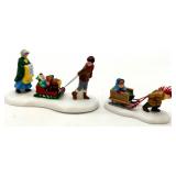 Department 56 Village Animated Hockey Player and Sledding Figurines Set