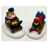 Department 56 Village Animated Hockey Player and Sledding Figurines Set