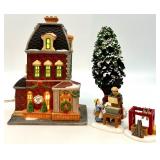 Department 56 Heritage Village Collection Christmas in the City Set - Haberdashery, Holly Tree, and Candle Makers Figures