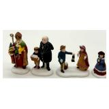 Department 56 Christmas Village Lighted Church, Tower, and 5 Porcelain Figurines