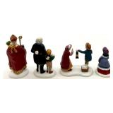 Department 56 Christmas Village Lighted Church, Tower, and 5 Porcelain Figurines