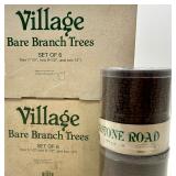 Department 56 Village Bare Branch Trees Set and Cobblestone Road Rolls