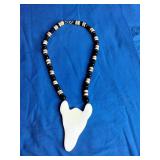 Lee Sands Zebra Gold Tone Pendant and Beads Necklace