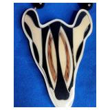 Lee Sands Zebra Gold Tone Pendant and Beads Necklace