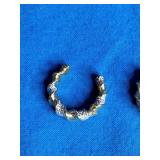 14k Yellow Gold Plated Rhodium Brass Diamond Earrings