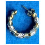 14k Yellow Gold Plated Rhodium Brass Diamond Earrings