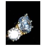 Tiara 14K Gold Over Sterling Silver CZ 3-Stone Ring - Size 7.25