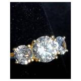 Tiara 14K Gold Over Sterling Silver CZ 3-Stone Ring - Size 7.25