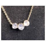 Tiara 14K Gold Over Sterling Silver CZ 3-Stone Pendant