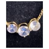 Tiara 14K Gold Over Sterling Silver CZ 3-Stone Pendant