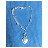 Silvertone Heart Charm Bracelet
